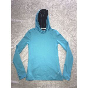 Under‎ Armour Coldgear Womens Turquoise Blue Fitted Hooded Sweatshirt Small
